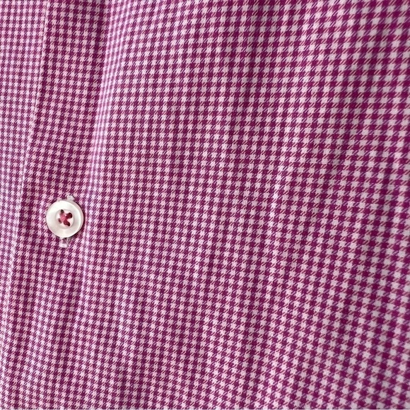 Mens Size 15 1/2 Tattersall Long Sleeve Button Down Dress Shirt Pink Check 34/35 - Picture 2 of 5